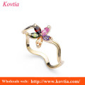 Diseño de anillo de oro para las niñas coloreadas flor anillos de joyería anillo de dedo fino